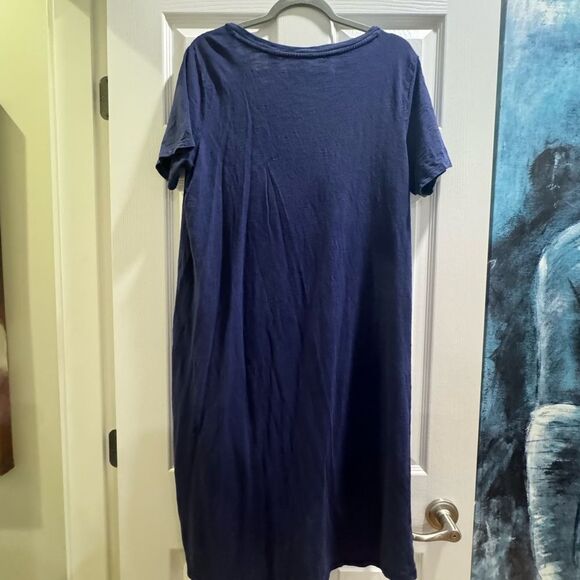 Women's Blue V-Neck Knotted Dress - Picture 2 of 5